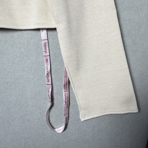 Choosy Elsa Cream Cropped Slouchy Slit Bell Sleeve Boxy Sweater Size Small New - Picture 5 of 10